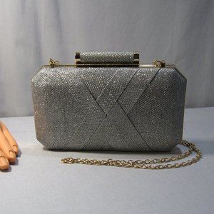 INC Brand Metallic Silver Evening Bag